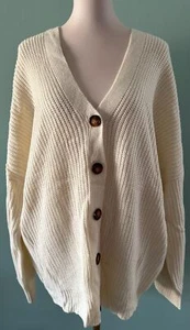 Women's Andree by Unit Cardigan 3X Cream Knit Button Down Sweater - Picture 1 of 4