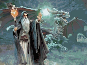 Dungeons and Dragons Wizard Fantasy D&D Counted Cross Stitch Pattern Pixel Art - Picture 1 of 4