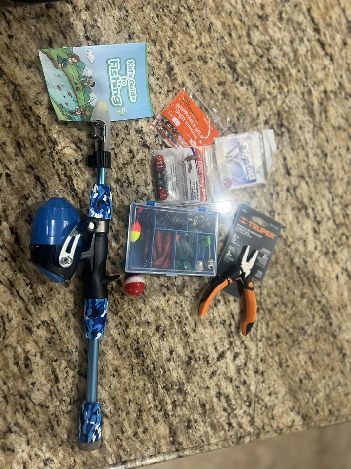 ODDSPRO Kids Fishing Pole Blue With Extra Weights And Hooks With Mini Pliers - Image 1 of 4
