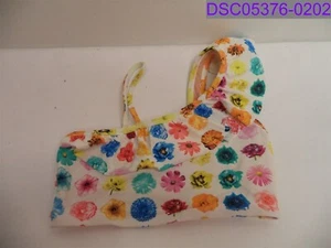 Girls Size 8 J. Crew Crewcuts Bikini Top White Multi-Color Flowers Ruffle - Picture 1 of 3