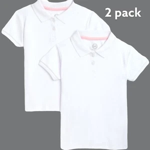 Wonder Nation Girls School Uniform Short Sleeve Interlock Polo Shirt,XS 4-5 - Picture 1 of 3