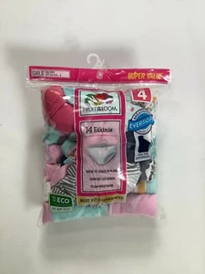 Girls Fruit Of The Loom Multicolor Bikini Bottoms Size 4 14 pack NEW! - Picture 1 of 4