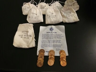 1973 U.S. Mint Bag of 15 Uncirculated PDS Memorial Cents w/ Original COA - Image 1 of 3