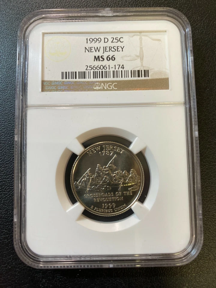 1999 D NEW JERSEY STATE QUARTER NGC MS-66 - UNCIRCULATED - CERTIFIED SLAB - 25C - Image 1 of 2