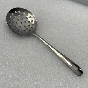 Stainless Steel Slotted Round Spoon Strainer Skimmer 9” Small Loop End for Hang - Picture 1 of 9