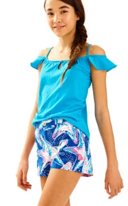 NEW Lilly Pulitzer GIRLS MINI CALLAHAN SHORT Indigo Star Struck GLOW 6  7 14 - Picture 1 of 38