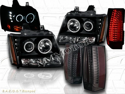 07-14 CHEVY TAHOE SUBURBAN CCFL HALO ПРОЖЕКТОР ФАРЫ + СВЕТОДИОДНЫЕ ЗАДНИЕ ФОНАРИ ДЫМ - Изображение 1 из 2