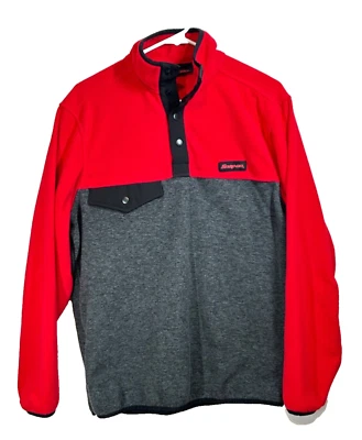 Snap-On Men Size S 1/4 Snap Red Gray Polyester Fleece Pullover - Image 1 of 4