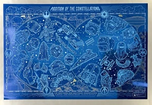 STAR WARS GALAXY Poster BLUE FOIL Screen Print RARE DISNEY Petrie BNG JEDI #5/10 - Picture 1 of 19