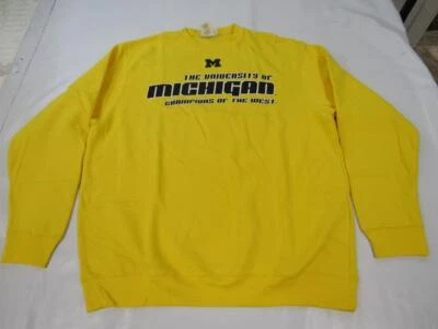 New University of Michigan Mens Size L Large Majestic Yellow Sweatshirt - Image 1 of 3