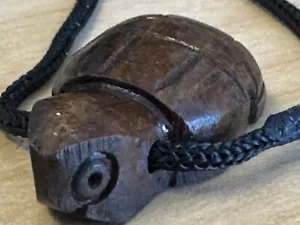 Dominican Republic Turtle Taino Carved Wood Pendant & Necklace Good Luck Charm - Picture 1 of 9
