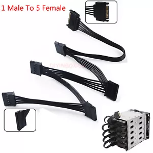 New SATA Power 15 Pin 1 Male To 5 Female Splitter for HDD SSD Hard Drive Cable - Picture 1 of 18