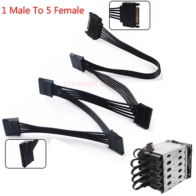 New SATA Power 15 Pin 1 Male To 5 Female Splitter for HDD SSD  Hard Drive Cable - Image 1 of 4