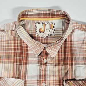 VTG Ocean Pacific OP Mens XL Plaid Button Up Short Sleeve Shirt Cotton  Brown - Picture 1 of 12