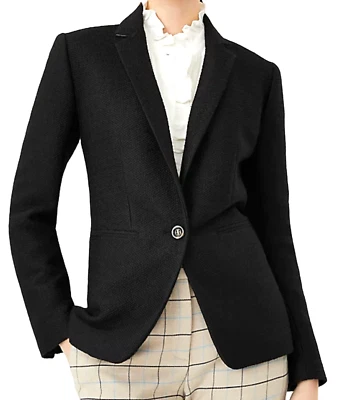 CHAQUETA BLAZER NUEVA ANN TAYLOR NEGRA THE PETITE HUTTON EN TWEED TALLA 0P 0 Foto 1 de 4