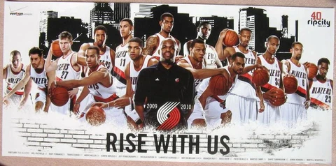 2009-10 Portland Trailblazers TEAM POSTER Game Handout Blazers Cover