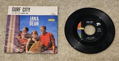 Jan & Dean ‎— Surf City 7" 45rpm single + pic sleeve — 1963 Liberty ‎55580 Foto 1 de 4