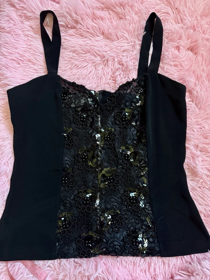 Camisa Blusa Vintage D’ore Della Roufogali Encaje Cuentas Lentejuelas Foto 1 de 3