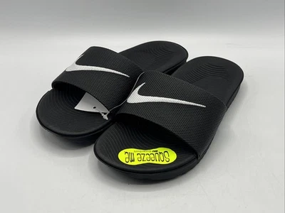 Nike Kawa Slide Preschool 1y Black White Swoosh 819352 001 New with Tags - Image 1 of 4