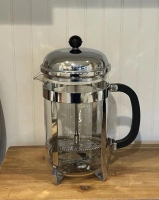 Cafetera prensa francesa Pyrex vintage con émbolo tono plata Foto 1 de 4