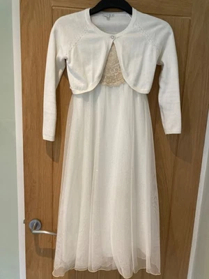 Monsoon Estella Girls Flower Bridesmaid Dress Age 9 - Gold Embroidered Lace - Image 1 of 4