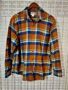 Men’s Amazon Essentials Plaid Flannel Orange Blue Size XL  - Picture 1 of 5