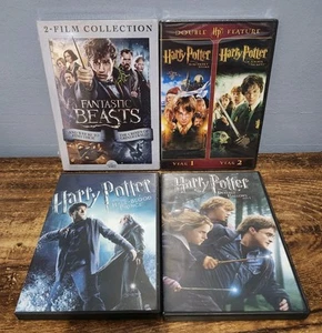 HARRY POTTER Years 1, 2, 6 & 7 Part 1 + FANTASTIC BEASTS 1 & 2 DVD Lot - Picture 1 of 6