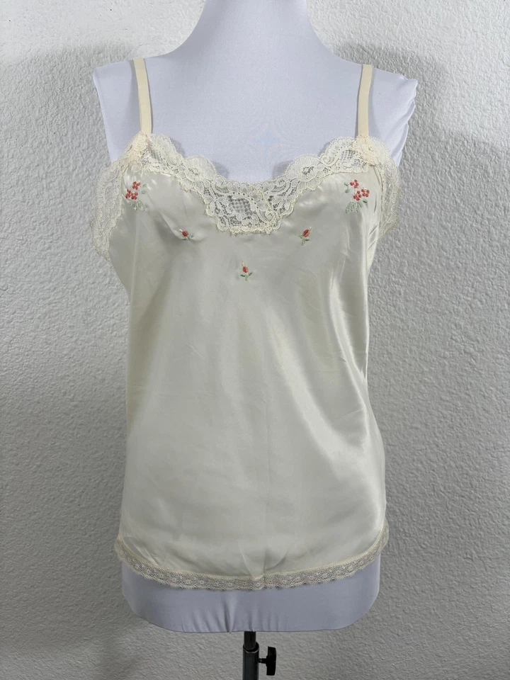Vintage Wendy Rose Camisole Womens Small Ivory Lace Floral Embroidered Lingerie - Image 1 of 4