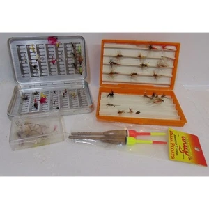 Surtido de estuches para pesca con mosca señuelos bobbers perrine pescador de colección 57 moscas - Imagen 1 de 23