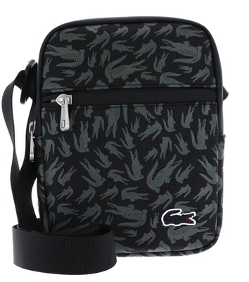 LACOSTE bolso bandolera Flat Crossover Bag S Camo Croc Noir - Imagen 1 de 4