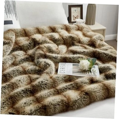  Piel de animal difusa de lujo premium piel sintética tamaño - 50" x 60" marrón dorado Foto 1 de 4