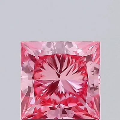 Princess 1.05ct Fancy Vivid  Pink VVS2 CVD IGI Loose Lab Grown Diamond - Image 1 of 3