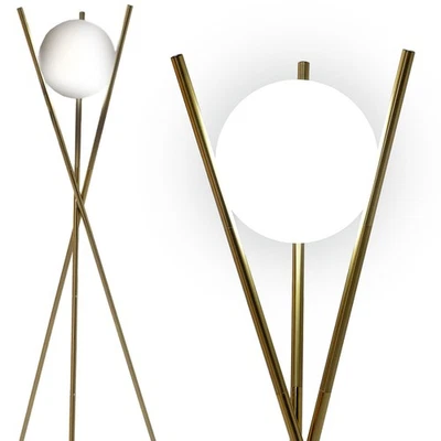 Solstice Modern Frosted Glass Globe Floor Lamp (165cm) Contemporary LED Dimma... - Image 1 of 4