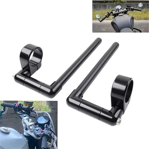 58MM Cafe Racer Bars  7/8"  Motor Universal Clip-On Handlebar Fork Tube Black - Picture 1 of 11