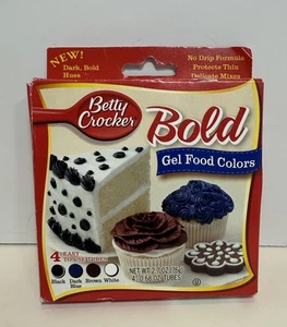 Betty Crocker BOLD Gel Food Colors Brown Black White Dark Blue Sealed 4 Tubes 2C - Picture 1 of 6