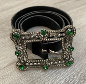 Ralph Lauren Collection Diamante Crystal Buckle Suede Belt - Made in Italy - Picture 1 of 8