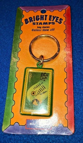 USPS Bright Eyes 32 Cent Stamp Parakeet 1998 Brass Key Ring Postal Service Cover