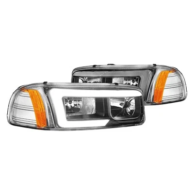 ANZO (111522) Anzo 99-17 GMC Sierra/Denali Headlights Black Amber (w/C Light ... - Image 1 of 4