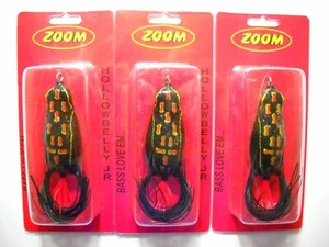 Lot of 3 ZOOM HOLLOW BELLY JR Frogs in BLACK color - Picture 1 of 2