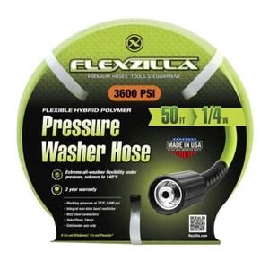 Flexzilla Pressure Washer Hose 1/4 in x 50 ft 3600 PSI Cold Water No Kinking! - Picture 1 of 6