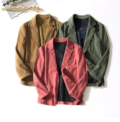 Зимний мужской хлопковый флисовый блейзер теплый костюм официальная деловая куртка толстое пальто подарок - Изображение 1 из 4