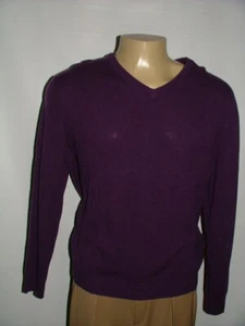 NEW WT $195 KENNETH ROBERT V-NECK SWEATER SIZE L 100% CASHMERE PURPLE #300 - Picture 1 of 4