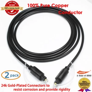 Digital Fiber Optic Cable, 2Pcs / 6FT Digital Optical Audio Cable for Sound Bar - Picture 1 of 9