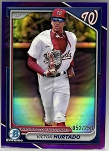 Refractor púrpura Victor Hurtado Bowman Draft 2024/250 #BDC-168 Nationals - Imagen 1 de 2