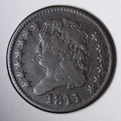 Medio centavo cabeza clásica 1811 ELECCIÓN FINA E100 SMMT Foto 1 de 2