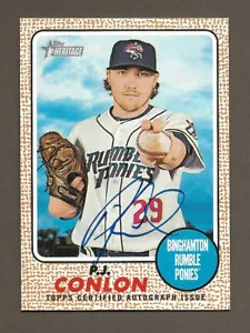 2017 Topps Heritage MINORS P.J. Conlon REAL ONE AUTO Autograph Mets - Picture 1 of 1