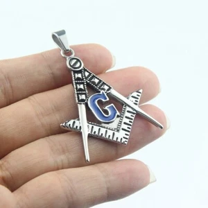Colgante masónico símbolo masónico de acero inoxidable tono plata albañil libre para hombre - Imagen 1 de 6