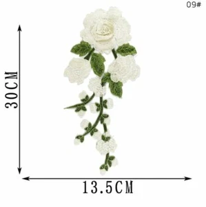 Large White Embroidered 3D Applique Flower Patch Sew On DIY Leaf 12"  - Picture 1 of 1