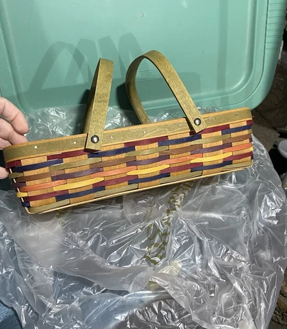 2009 Multi Color Longaberger Bread Basket New Unused Beautiful Cover