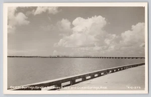 Postkarte BILOXI & OCEAN SPRINGS BRIDGE MS MISSISSIPPI RPPC - Bild 1 von 3